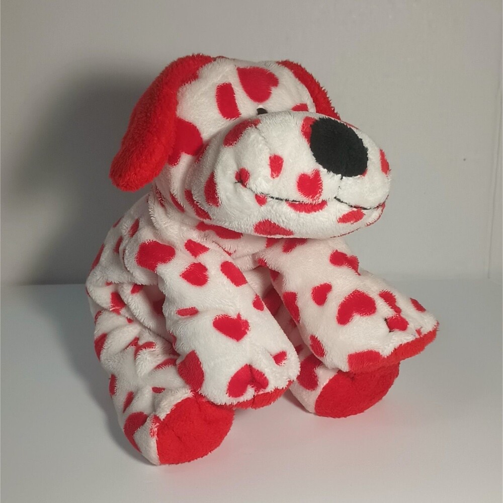 Ty Pluffles Sweetly Dog Red Hearts White Puppy Valentine's Day Plush Animal 2006